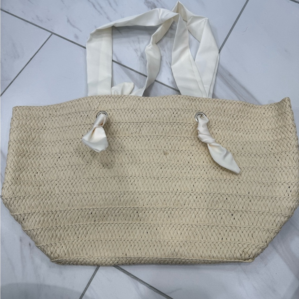 Straw Beach Tote and Clutch Set With Fabric Handle👝👜 - Picture 5 of 10